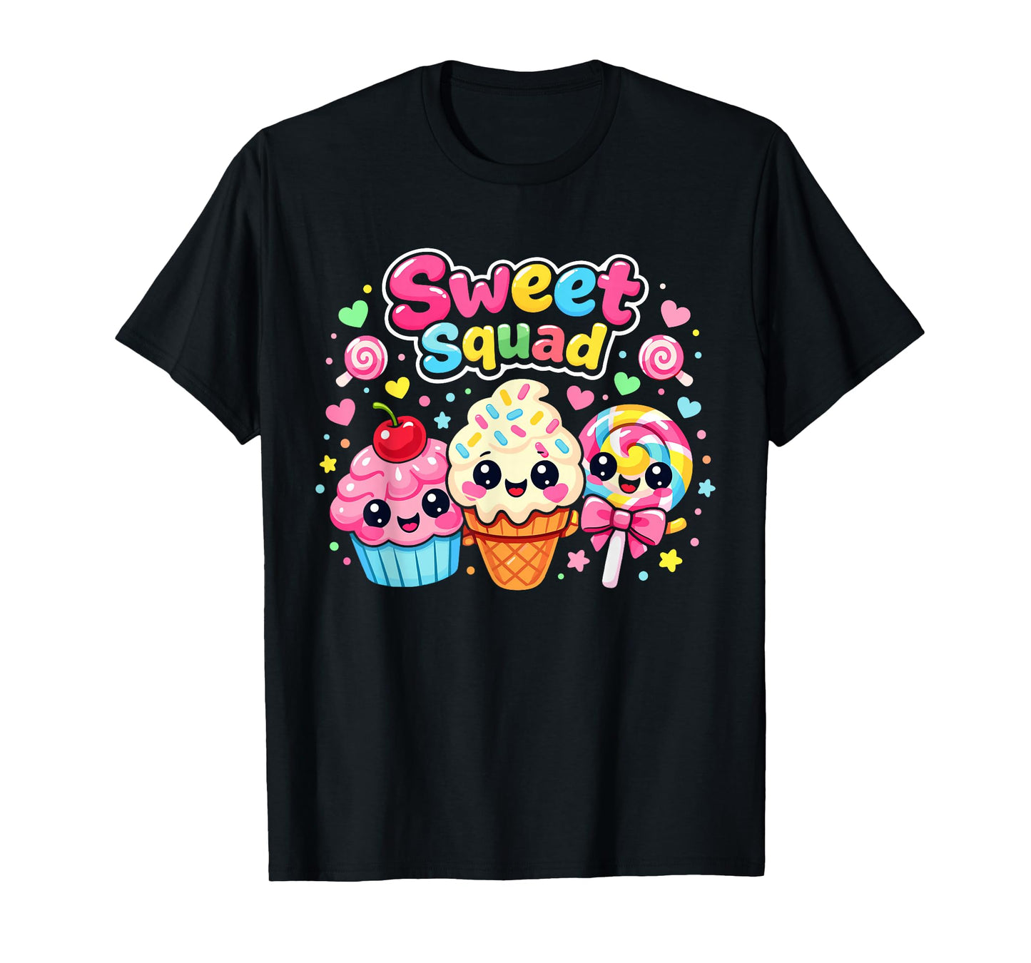 Sweet Squad Kawaii Dessert Cupcake Ice Cream Lollipop Kids T-Shirt