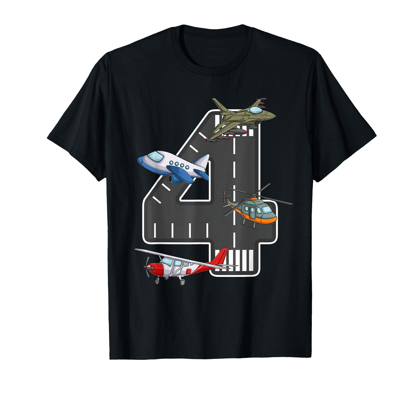 Little Pilot 4th Birthday Party 4 Four Year Old Airplane T-Shirt