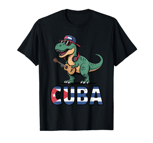 Cuba Boy Hispanic Heritage Month Cuban Flag Dinosaur Toddler T-Shirt