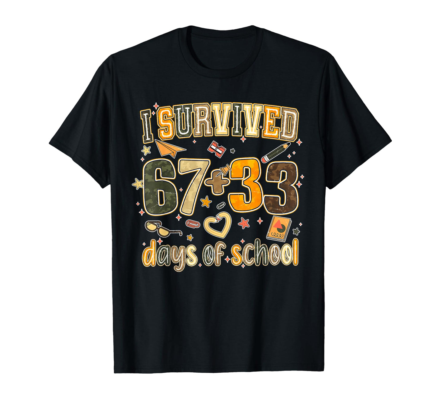 I Survived 67 + 33 Day of School Six Seven Donut Teacher Kid T-Shirt