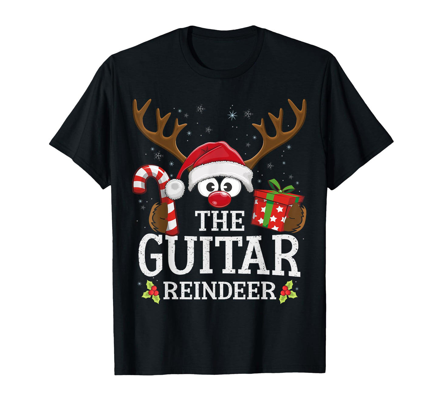 Christmas Matching The Guitar Reindeer Family T-Shirt