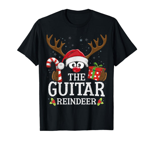 Christmas Matching The Guitar Reindeer Family T-Shirt