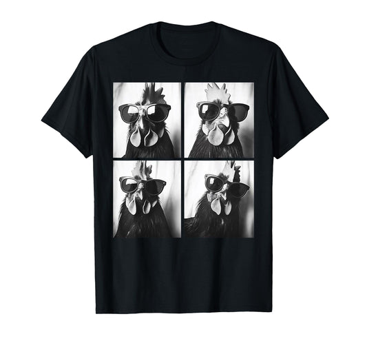 Rooster Wearing Sunglasses Photobooth Selfie Farm Chicken T-Shirt