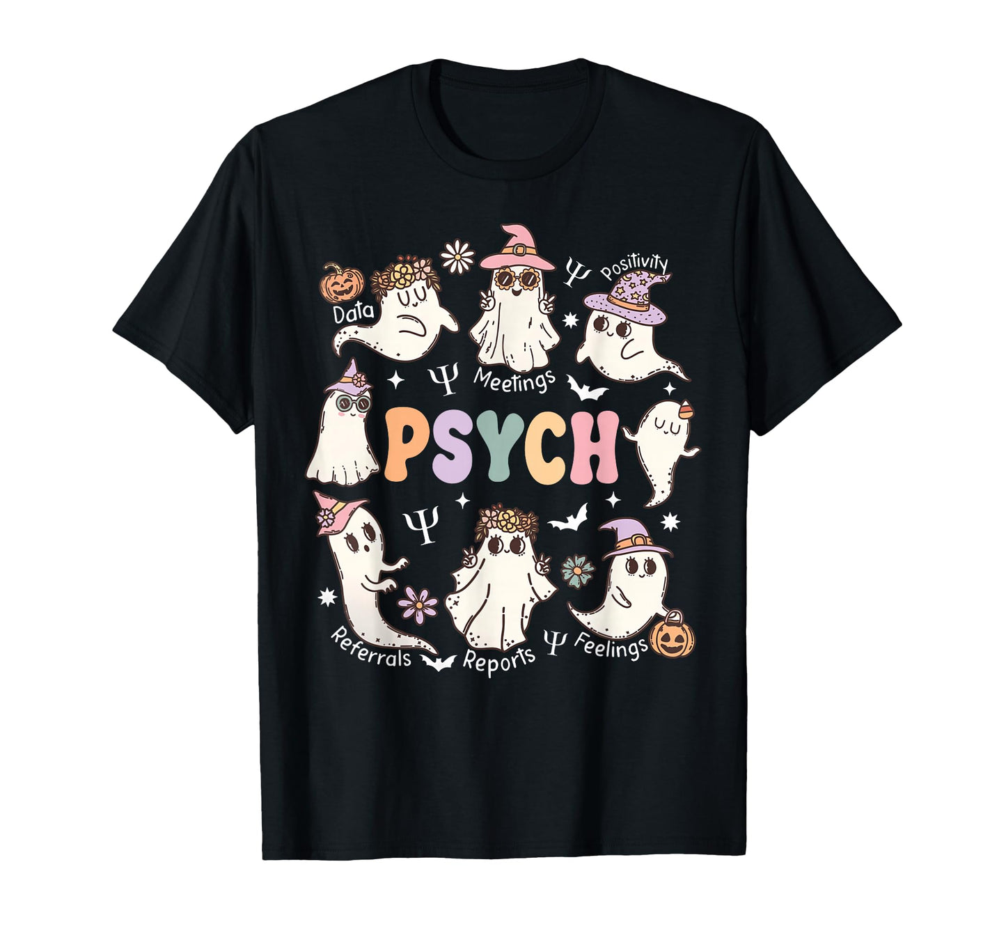 School Psychologist Halloween Spooky Psych Ghost Psychology T-Shirt