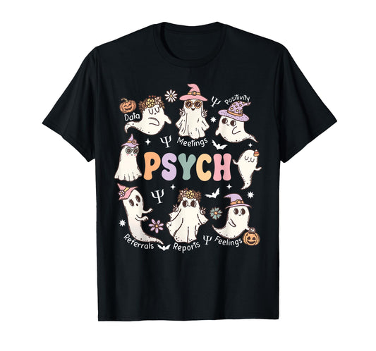 School Psychologist Halloween Spooky Psych Ghost Psychology T-Shirt