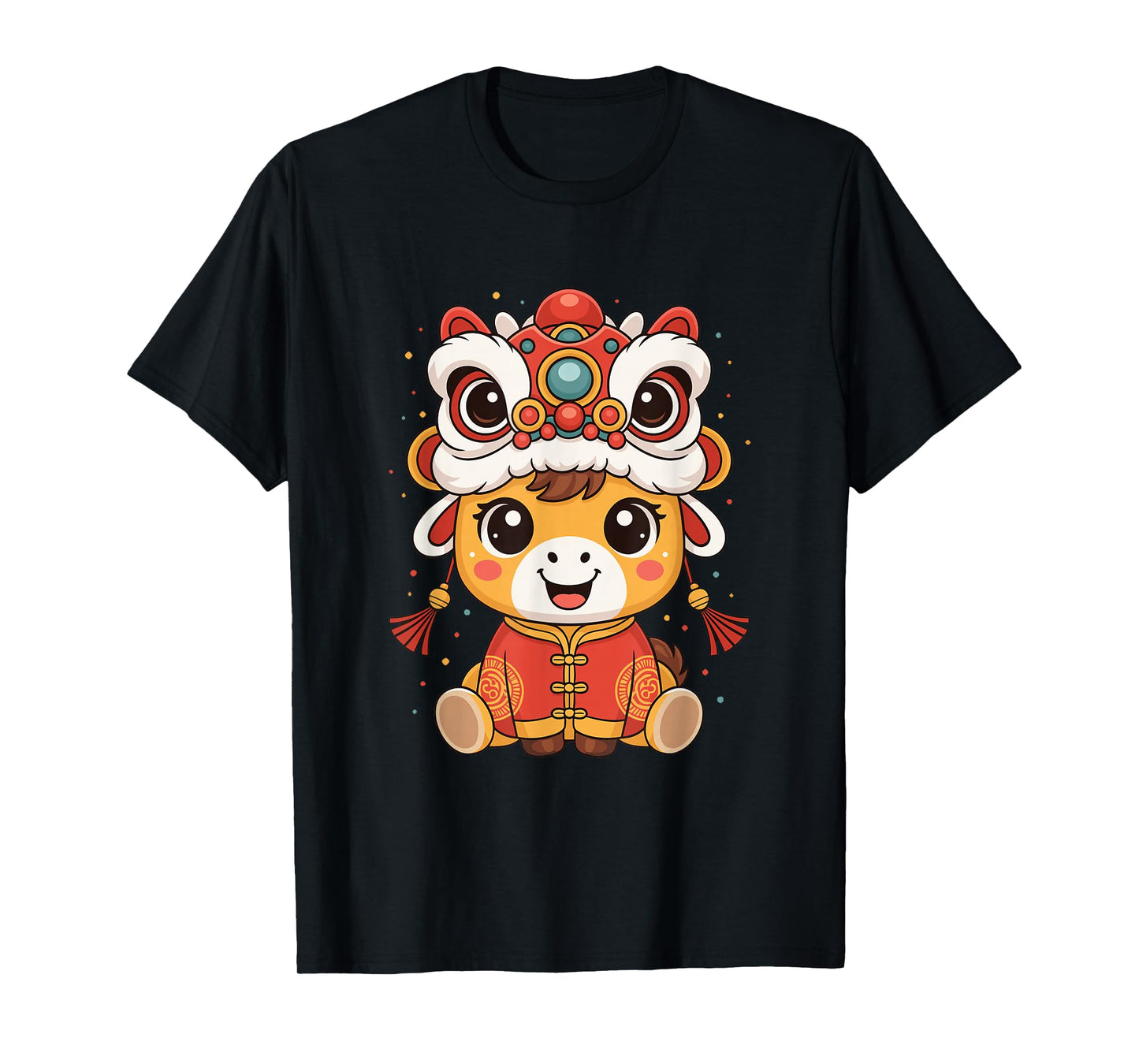 Lunar New Year 2026 Kawaii Chinese Zodiac Horse Lion Dance T-Shirt