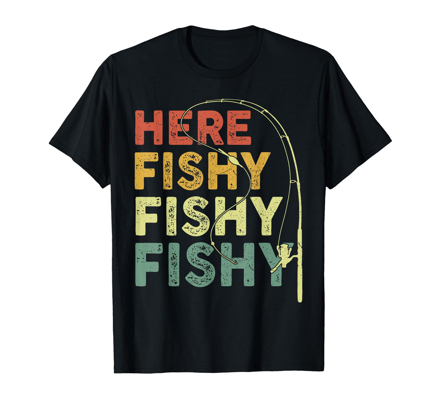 Fishing Here-Fishy Bass Fish Dad Funny Graphic T-Shirt