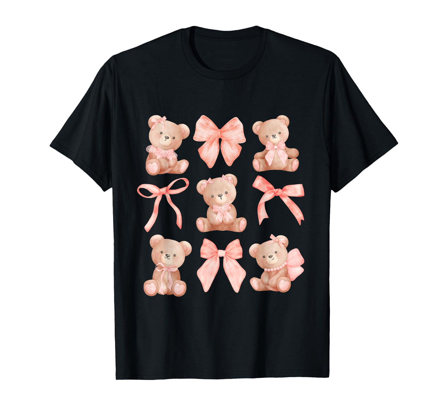 Coquette Teddy Bears Pink Bow Cute Women Girl Birthday T-Shirt