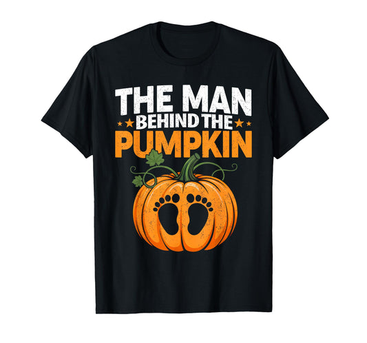 Funny Halloween Pregnancy Costume The Man Behind The Pumpkin T-Shirt