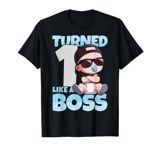 Baby 1st Birthday Boy Girl 1 Year Like a Boss Kids T-Shirt