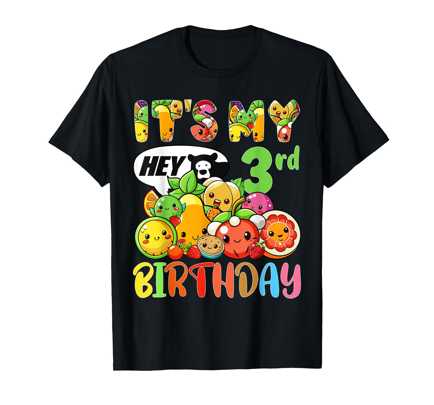 Fruit Birthday 3 Year Old Boy Girl Its My 3rd Birthday Party T-Shirt