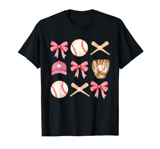Baseball Mom Coquette Mothers Day Women Girls Baseball Mama T-Shirt