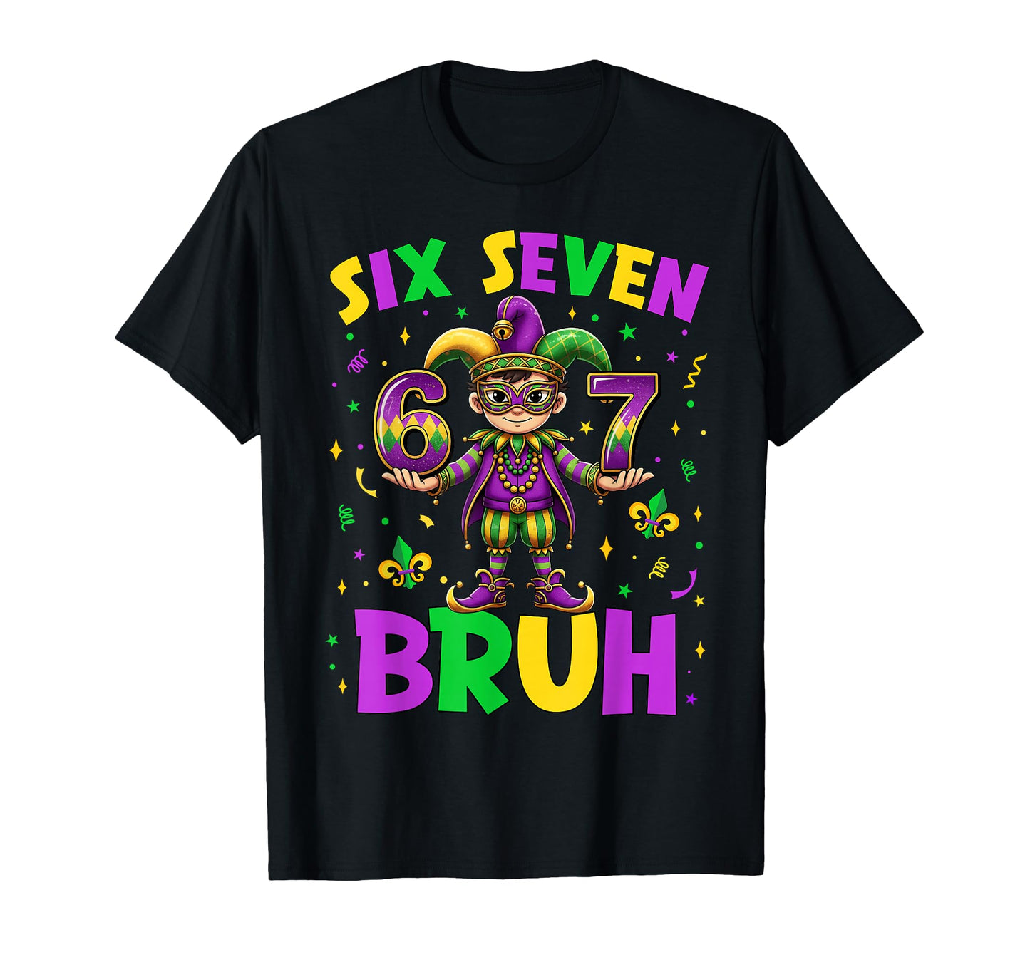 Bruh 67 Six Seven 6 7 Meme Mardi Gras New Orleans Trip Boys T-Shirt