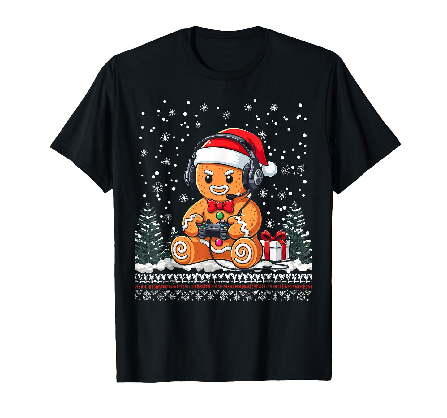 Funny Christmas Gamer Gingerbread Xmas Gaming Men Boy Kids T-Shirt