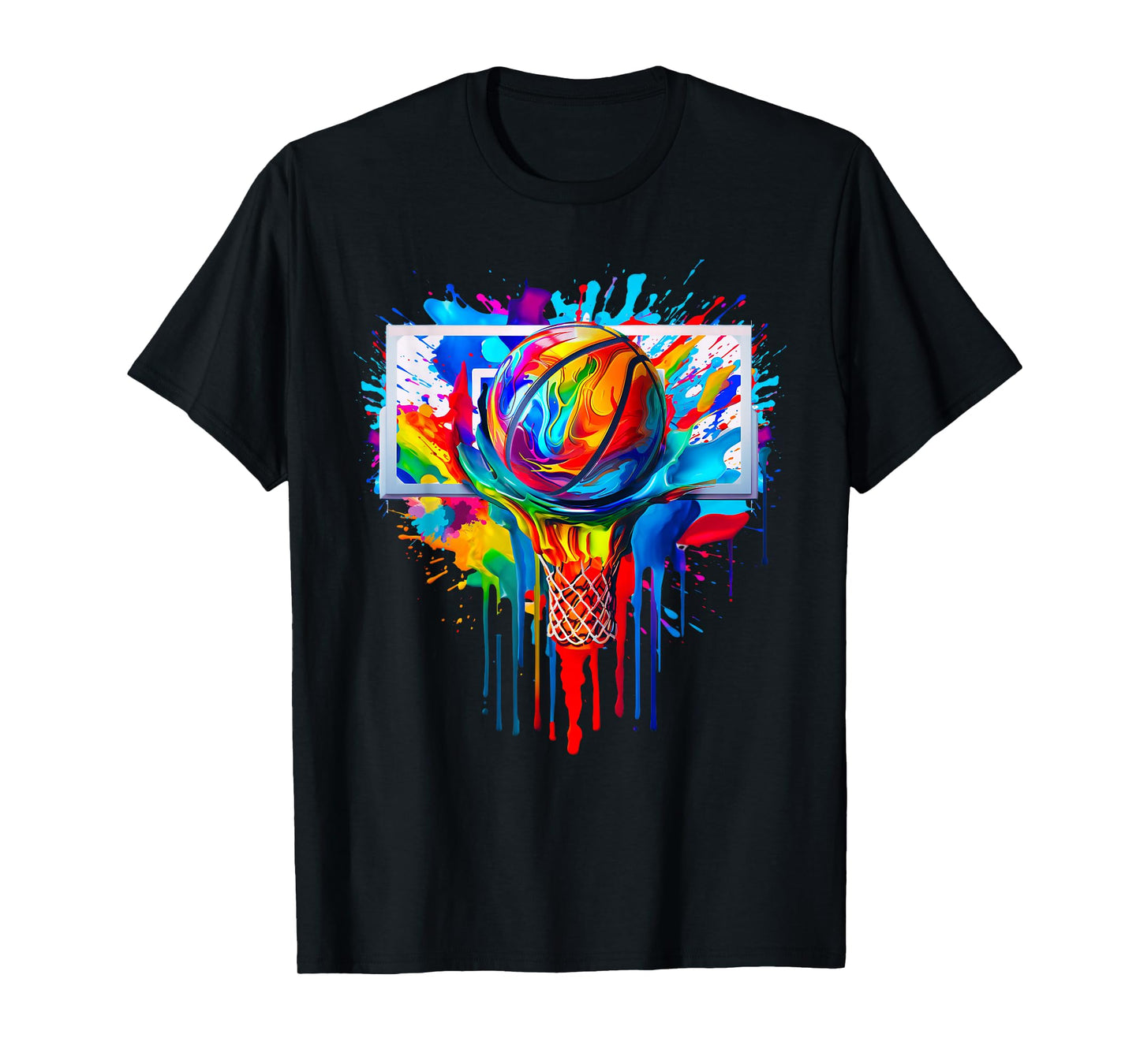 Colorful Basketball Ball Tie Dye Splatter Slam Dunk Hoop Net T-Shirt