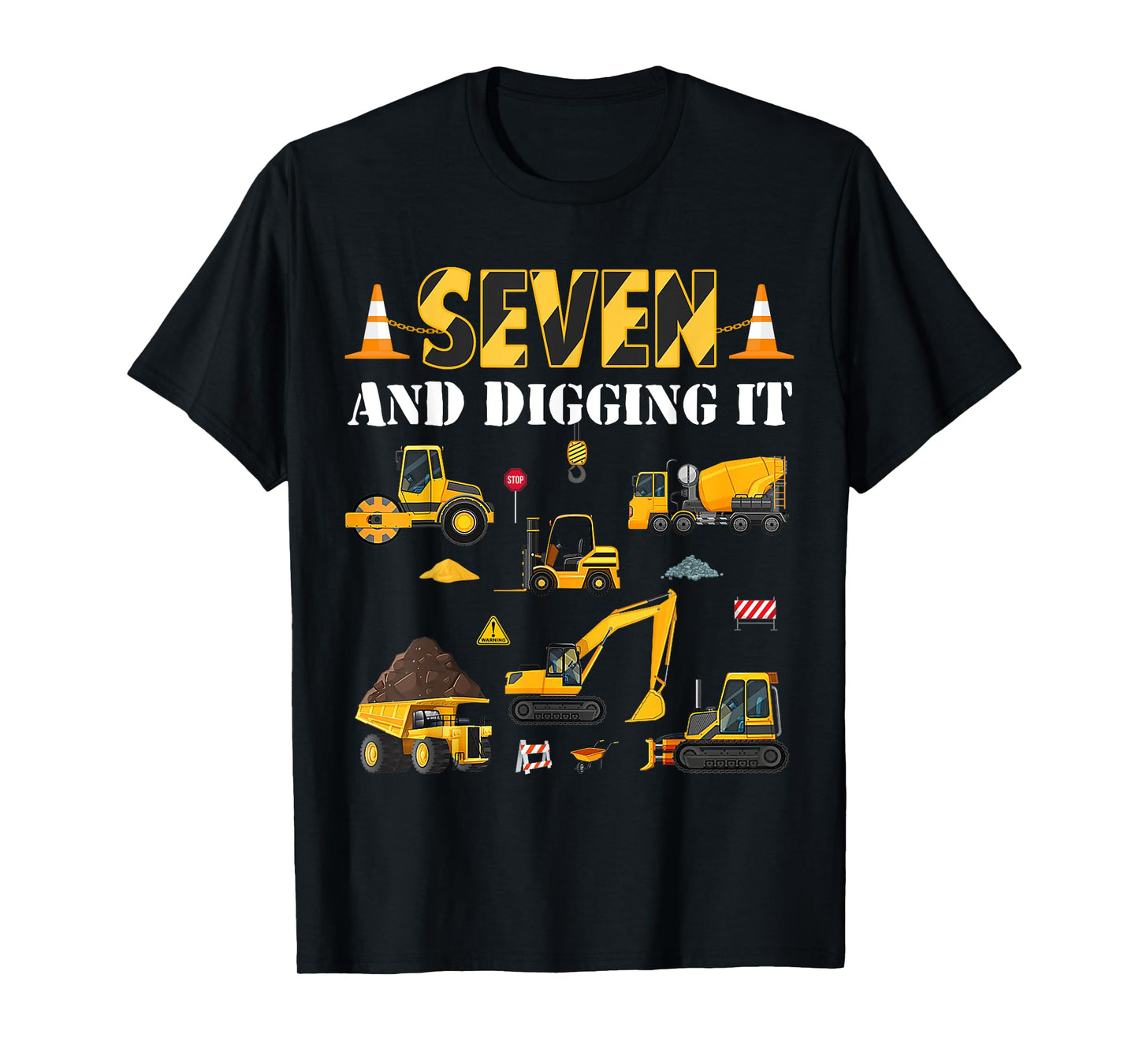 Seven And Digging It 7th Birthday Construction Boy 7 Yrs Old T-Shirt