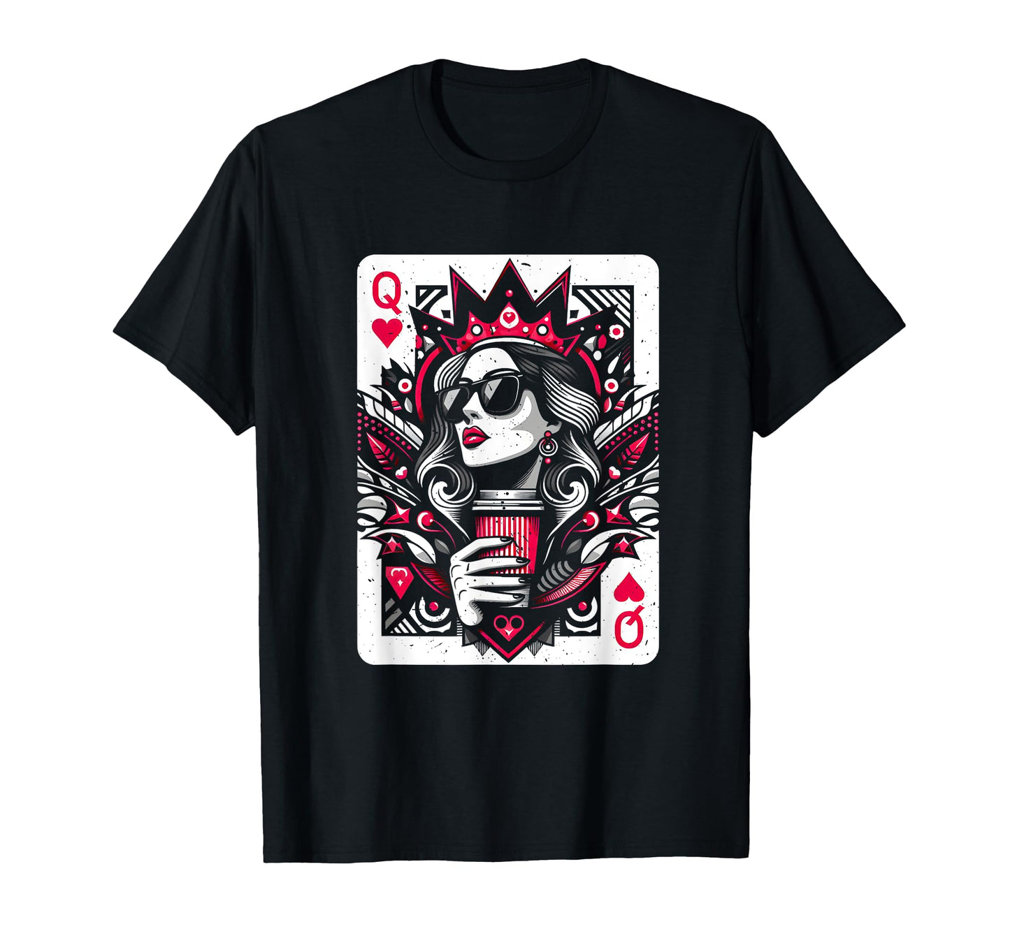 Queen Of Hearts Coffee Lover Women Gambling Gambler T-Shirt