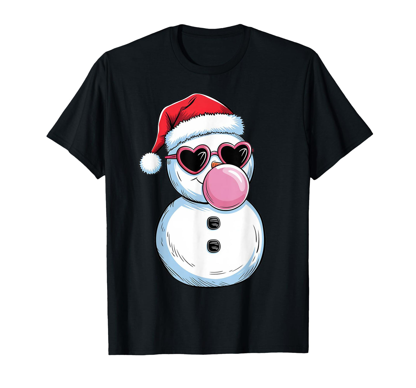 Retro Cool Snowman With Sunglasses Christmas Blowing Bubble T-Shirt
