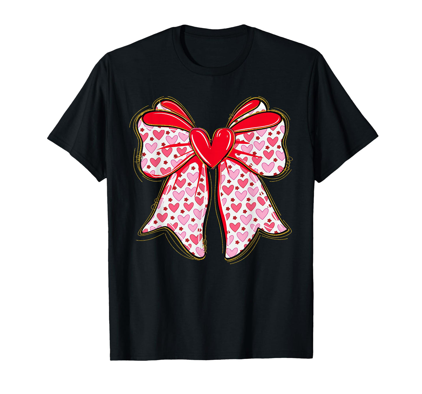 Valentine Hearts Coquette Bow Women Girls T-Shirt
