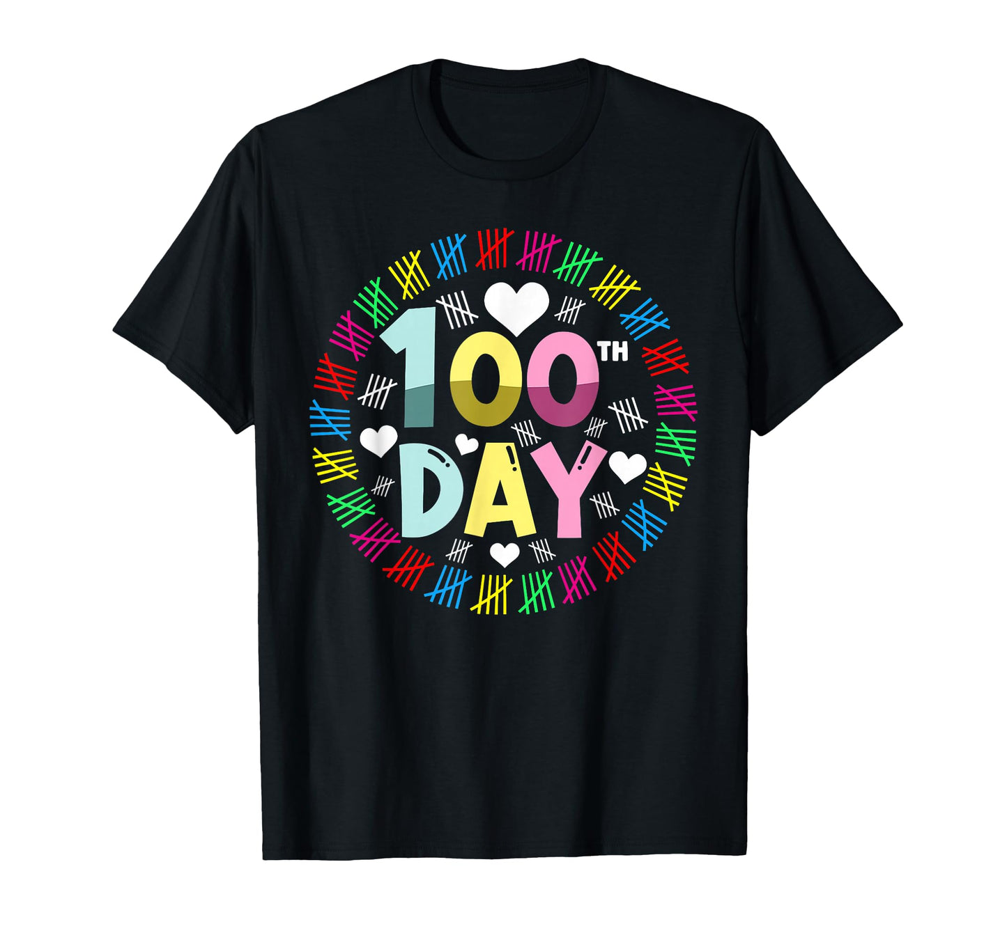 100 Days of School Colorful Tally Marks Kids T-Shirt