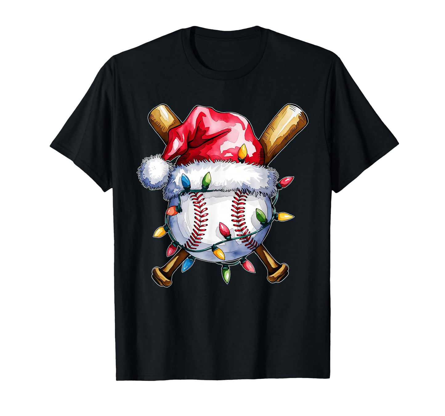 Santa Sports Design For Men Boys Christmas Baseball Player T-Shirt