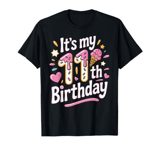 Ice Cream 11th Birthday For Girls 11 Year Old Birthday T-Shirt