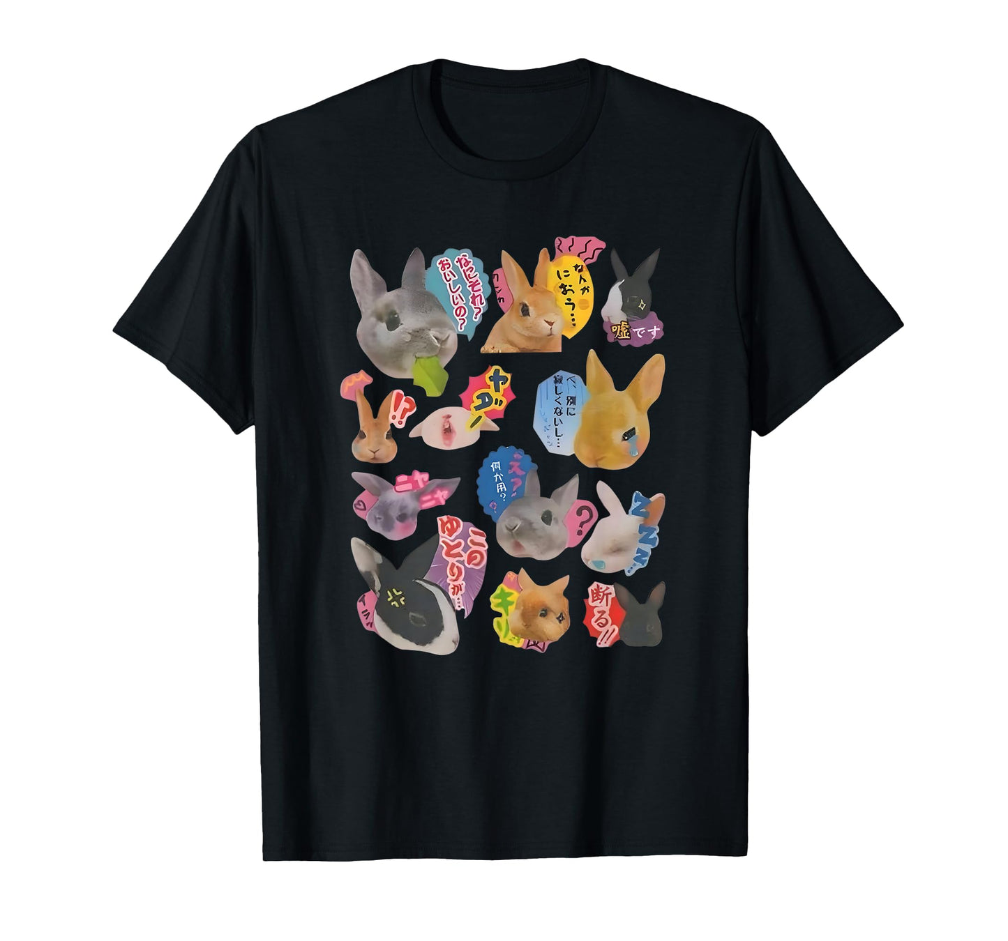 Y2K Bunny 90s Harajuku Japanese Sticker Bunny Meme Design T-Shirt
