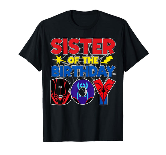 Sister Of The Birthday Boy Matching Spider Family Birthday T-Shirt