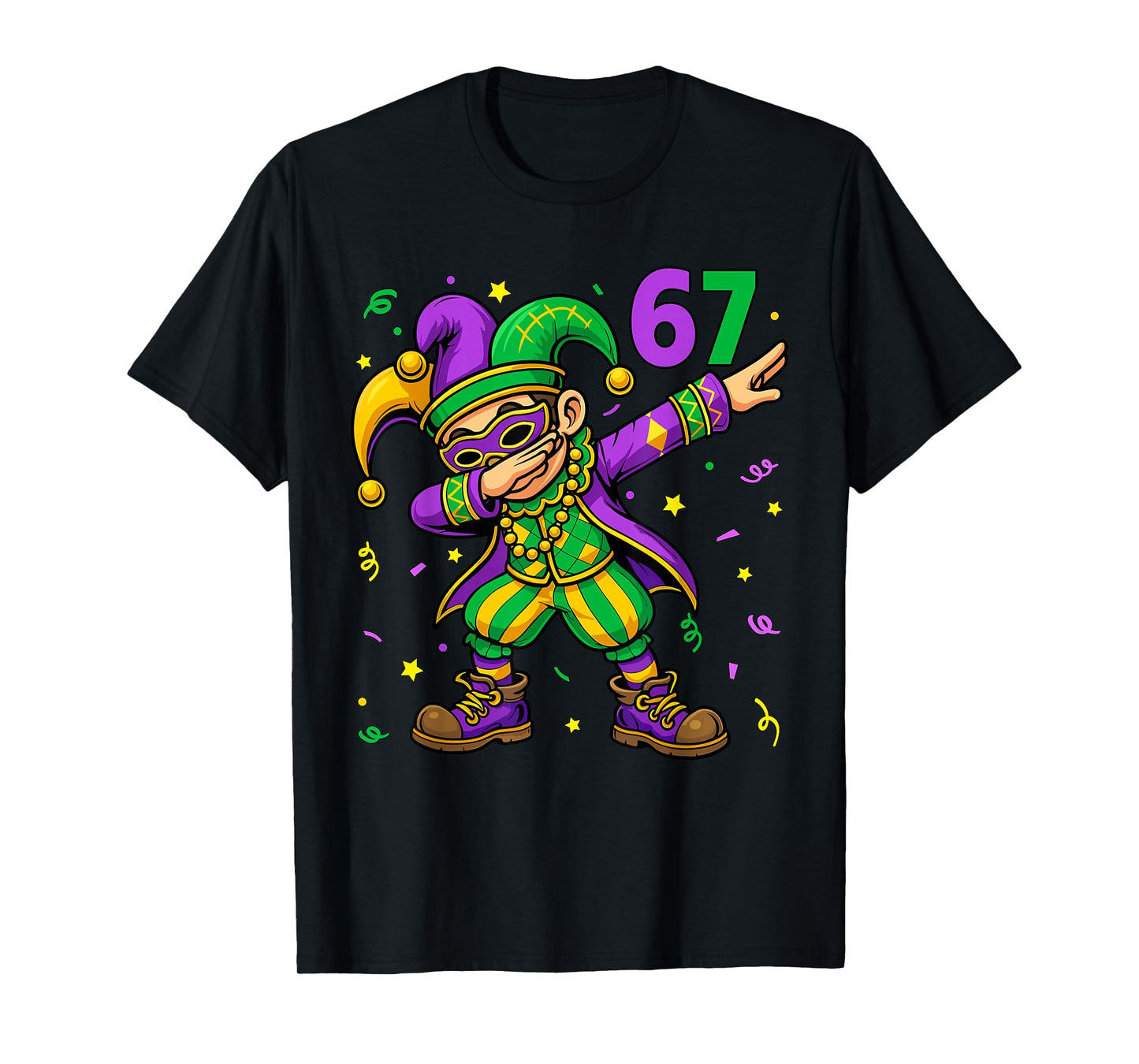 Mardi Gras Dabbing Boy Funny Six Seven 67 Meme Men Boy Kid T-Shirt