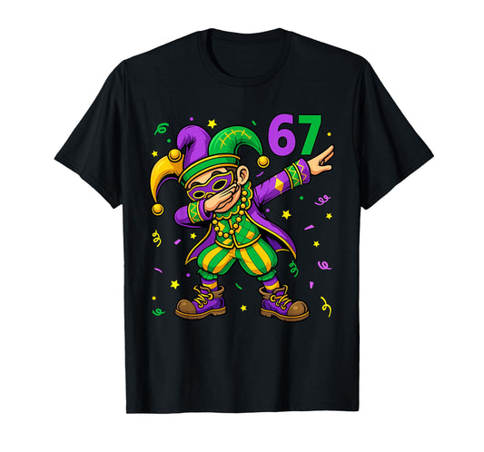Mardi Gras Dabbing Boy Funny Six Seven 67 Meme Men Boy Kid T-Shirt
