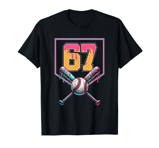 Baseball Drip Number 67 Player Or 67th Birthday T-Shirt