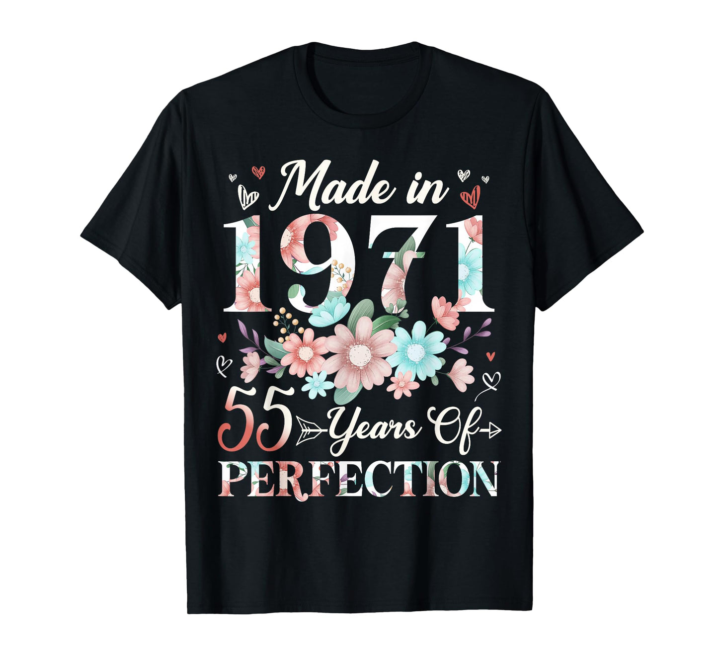 55 Year Old Made in 1971 Floral 55th Birthday Women T-Shirt