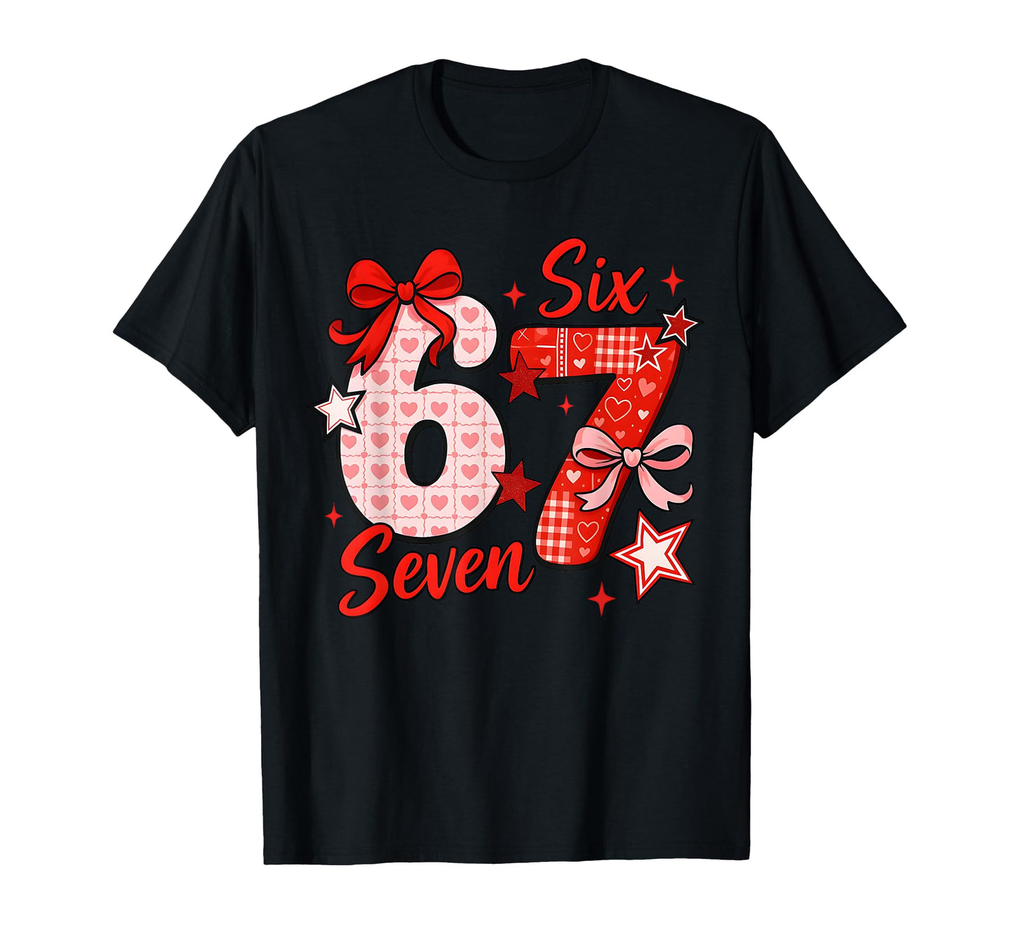 67 Six Seven Coquette Bow Girls Kids Valentines Day 6 7 Meme T-Shirt
