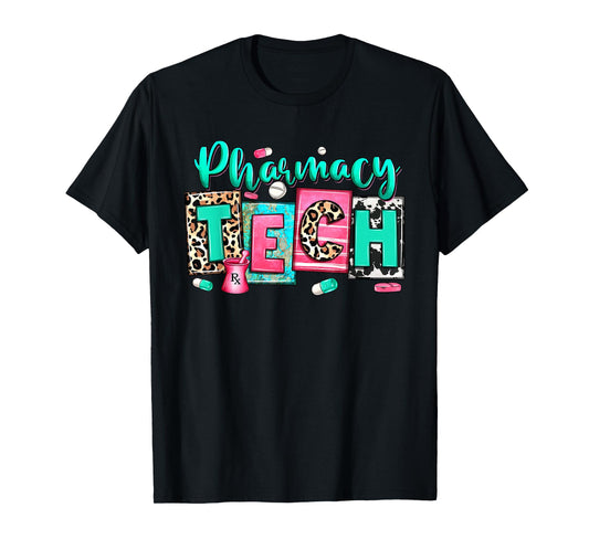 Women Pharmacy Tech Leopard Medical Pharmacy Technician Life T-Shirt