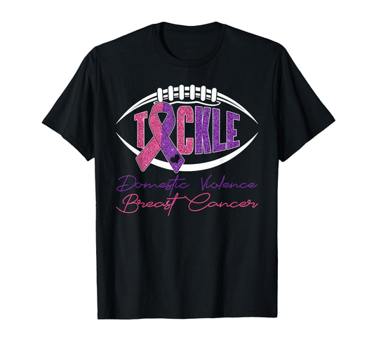 Tackle Domestic Violence & Breast Cancer Awareness Football T-Shirt