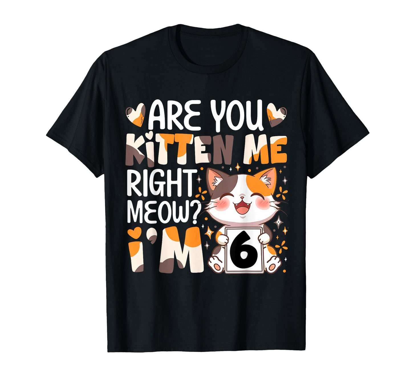 6th Birthday 6 Year Old Kitten Me Right Meow Cat Bday Girl T-Shirt