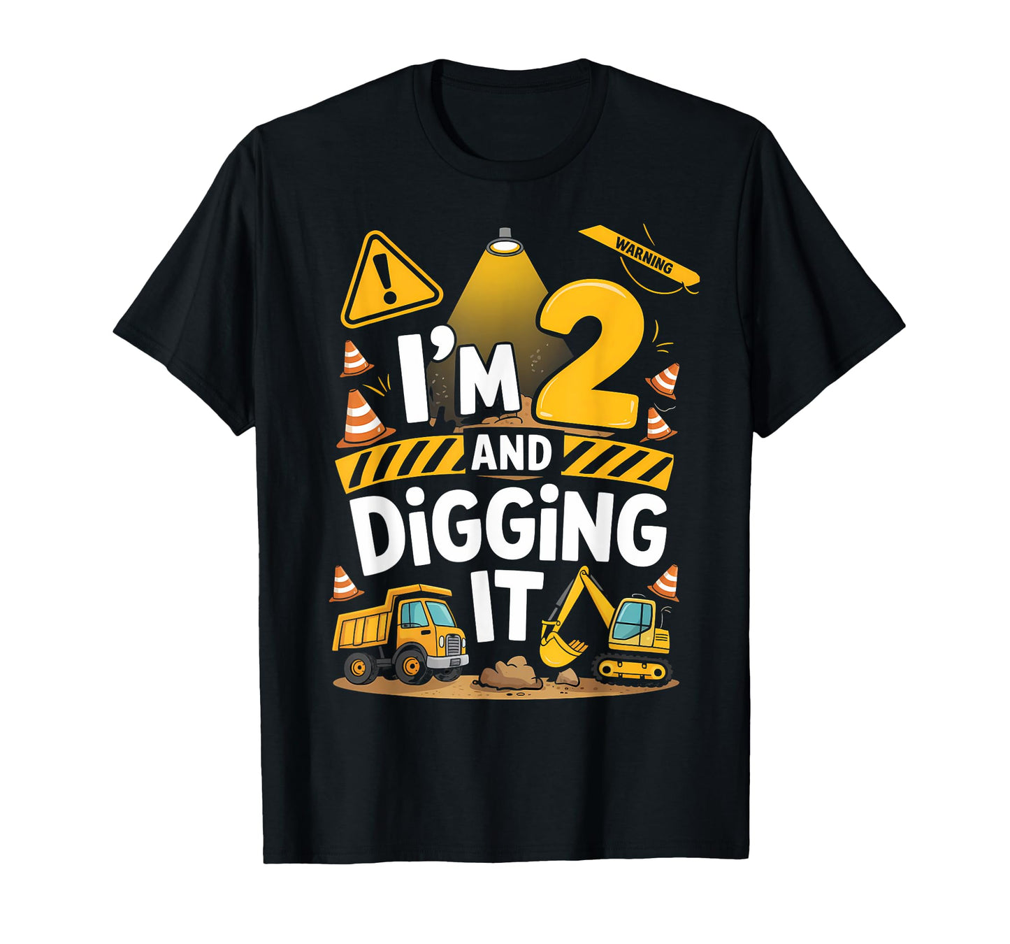 2nd Birthday Funny I'm 2 and Digging It Construction T-Shirt