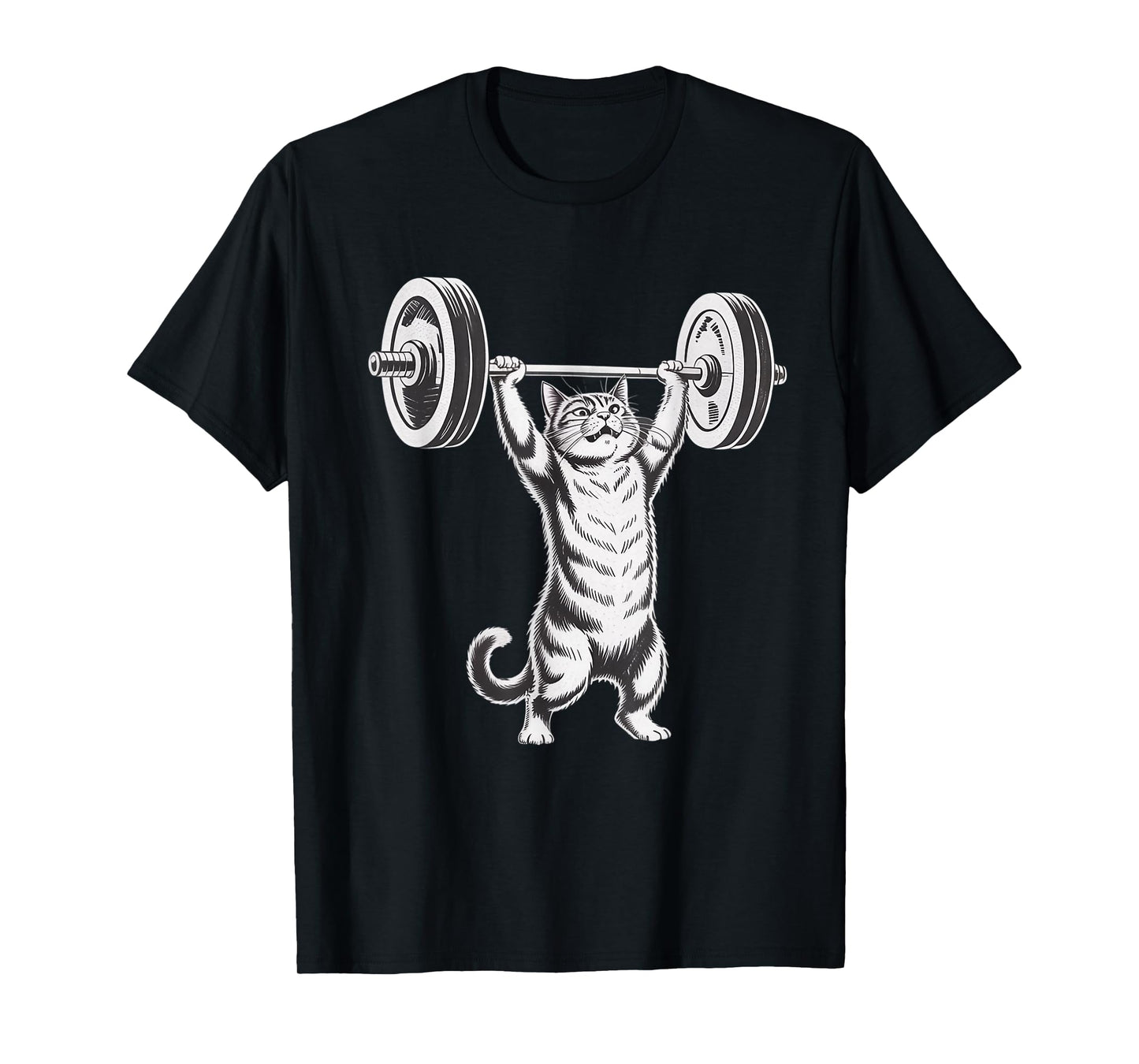 Strong Cat Lifting Weights Fitness Gym Humor T-Shirt