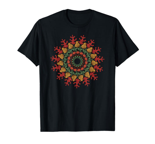 Autumn Mandala Fall Leaves Pumpkins Gourds for Women T-Shirt