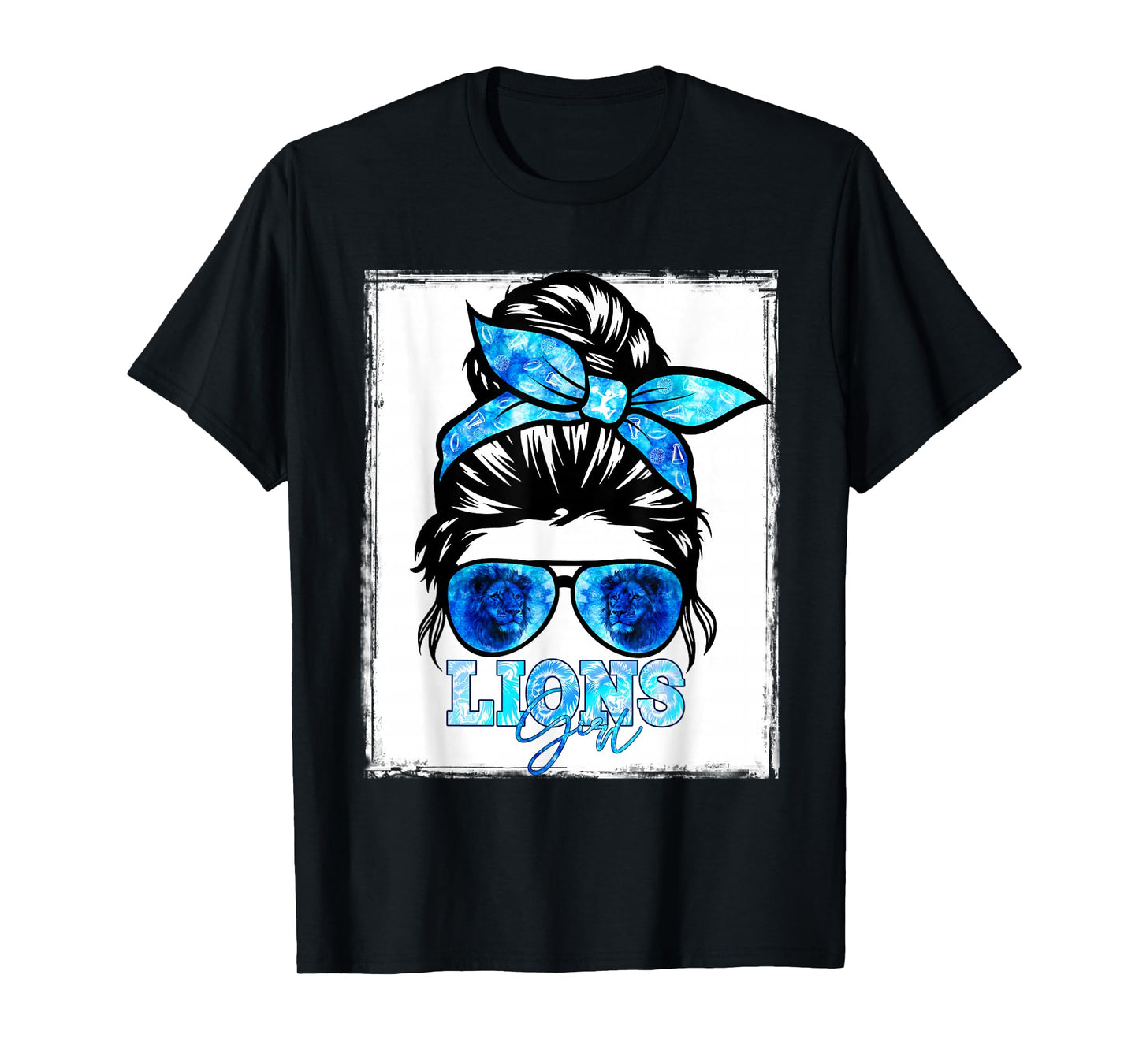 Retro Lion Girl Messy Bun Sports Team Matching Outfit T-Shirt