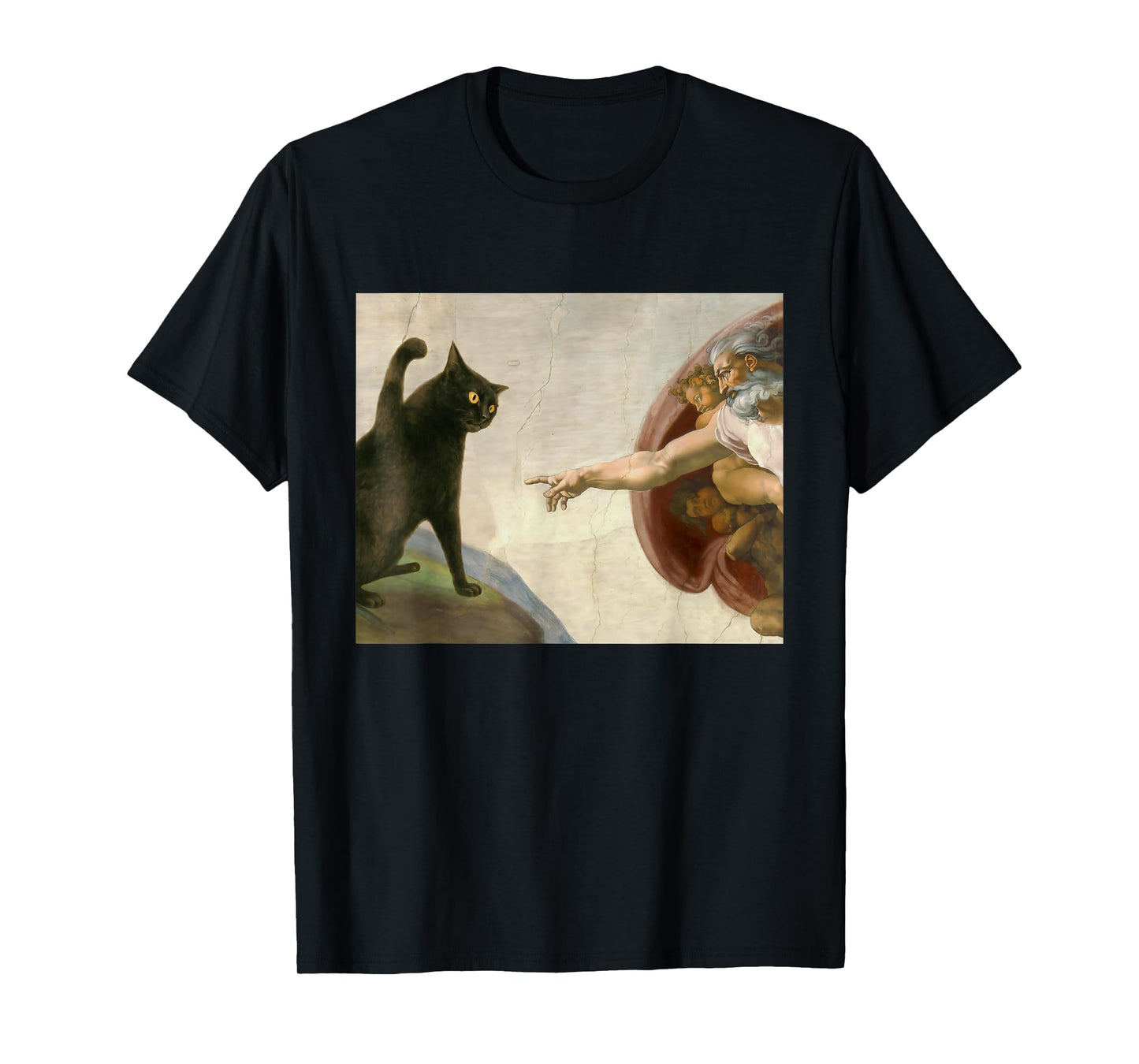 Funny Cat Slap Sarcastic Creation of Adam Cat Meme Cat Lover T-Shirt