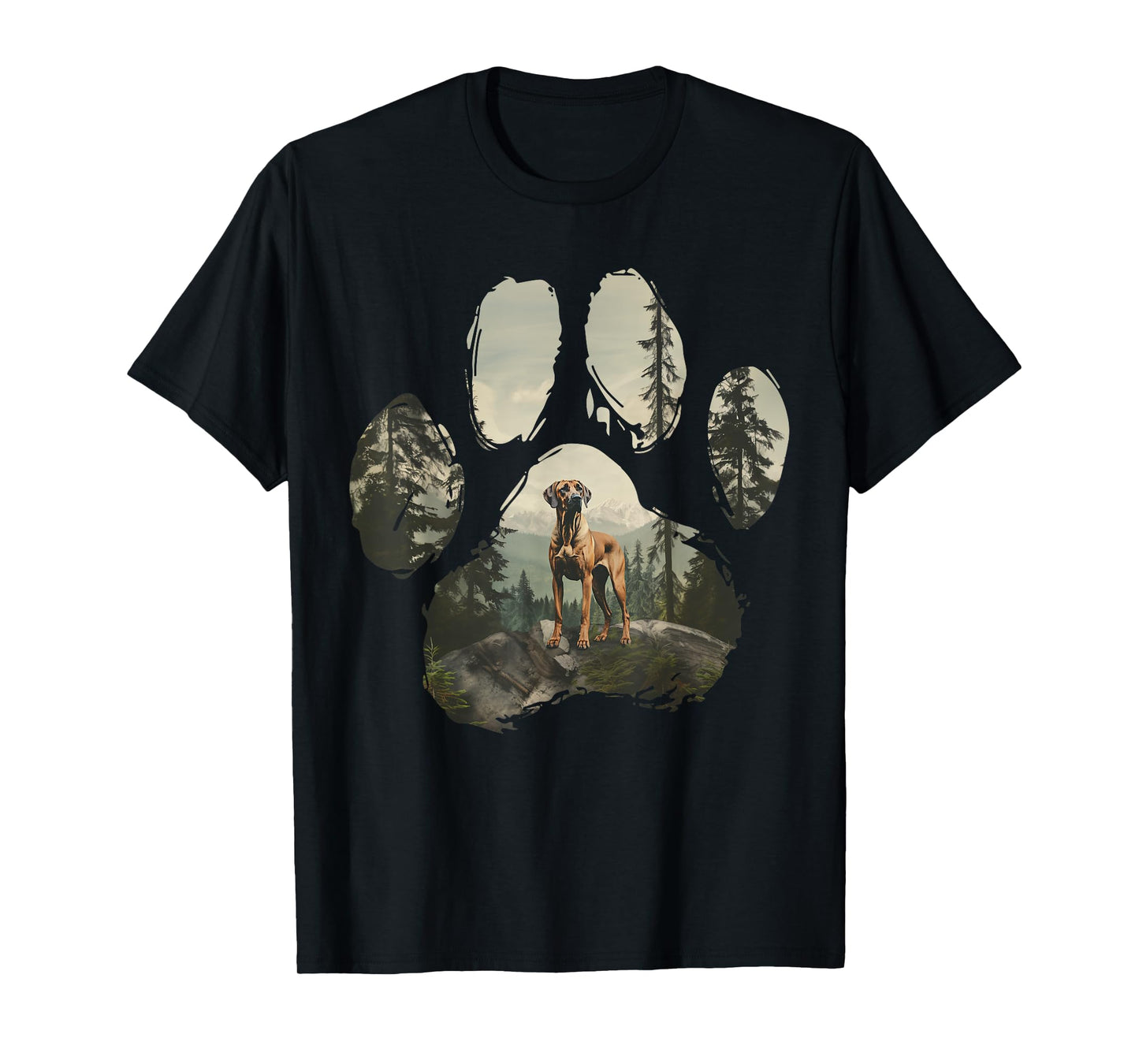 Rhodesian Ridgeback Mountain Paw Design Dog Mom Dad T-Shirt