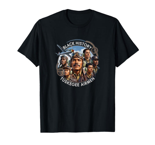 Retro Black Airmen Black History World War 2 Tuskegee Pilots T-Shirt