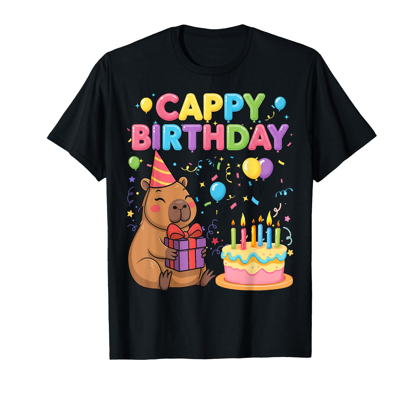 Capybara Lovers Cappy Birthday Girl Boy Happy Birthday Party T-Shirt