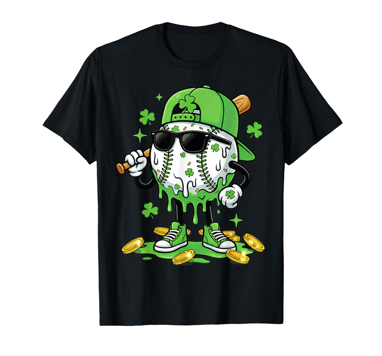 Baseball Drip Ice Cream Apparel Youth Boy St Patricks Day T-Shirt