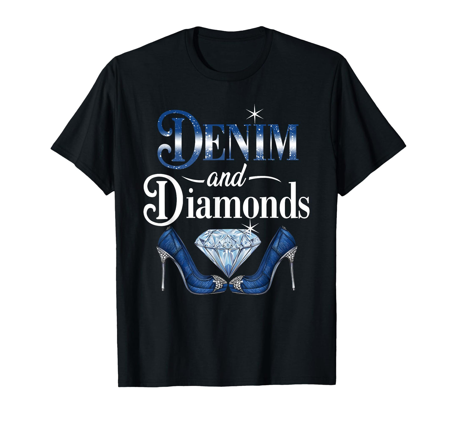 Fabulous Denim & Diamonds High Heels Girls Women Cowgirls T-Shirt