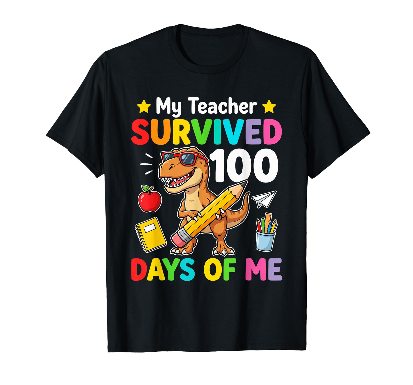 Cool 100 Days Students Boys 100 Days of School Kids Dinosaur T-Shirt