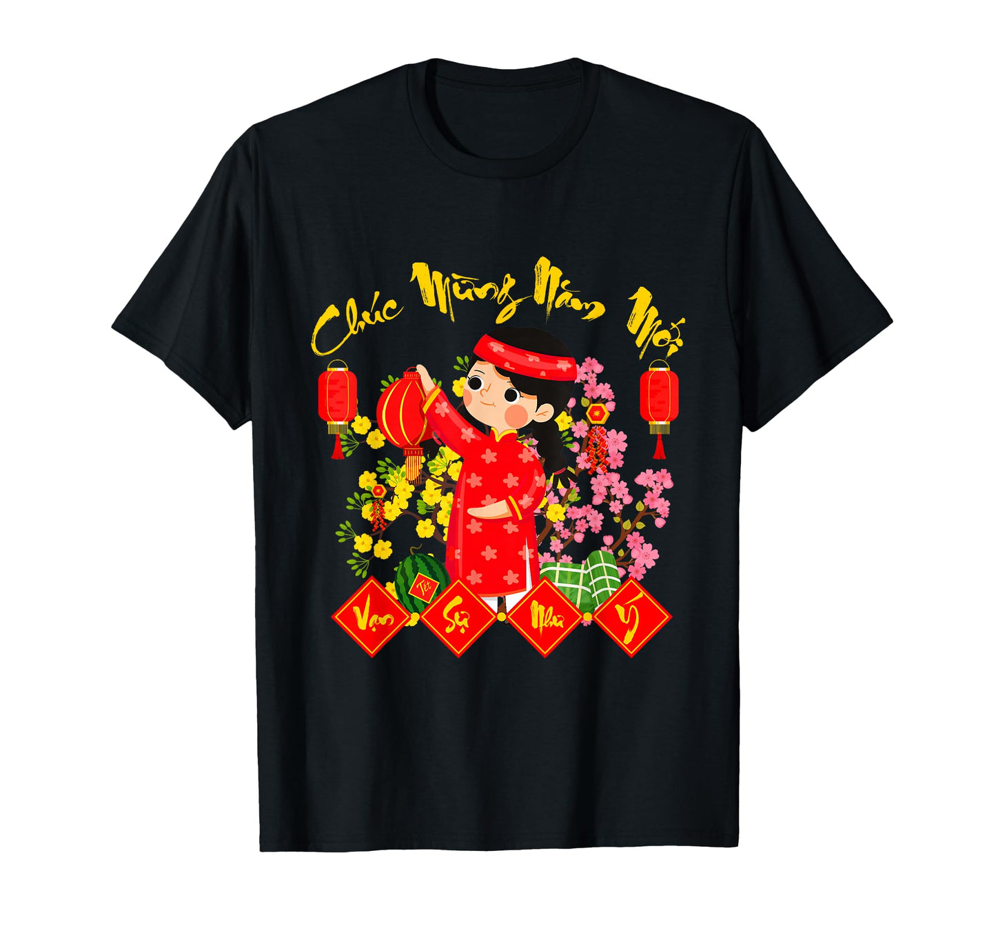 Cute Chuc Mung NAM Moi Vietnamese Lunar New Year Ao Dai Girl T-Shirt