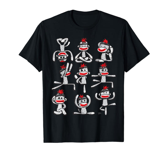 Yoga Pose Womens Asana Sock Monkey Cute Wellness T-Shirt