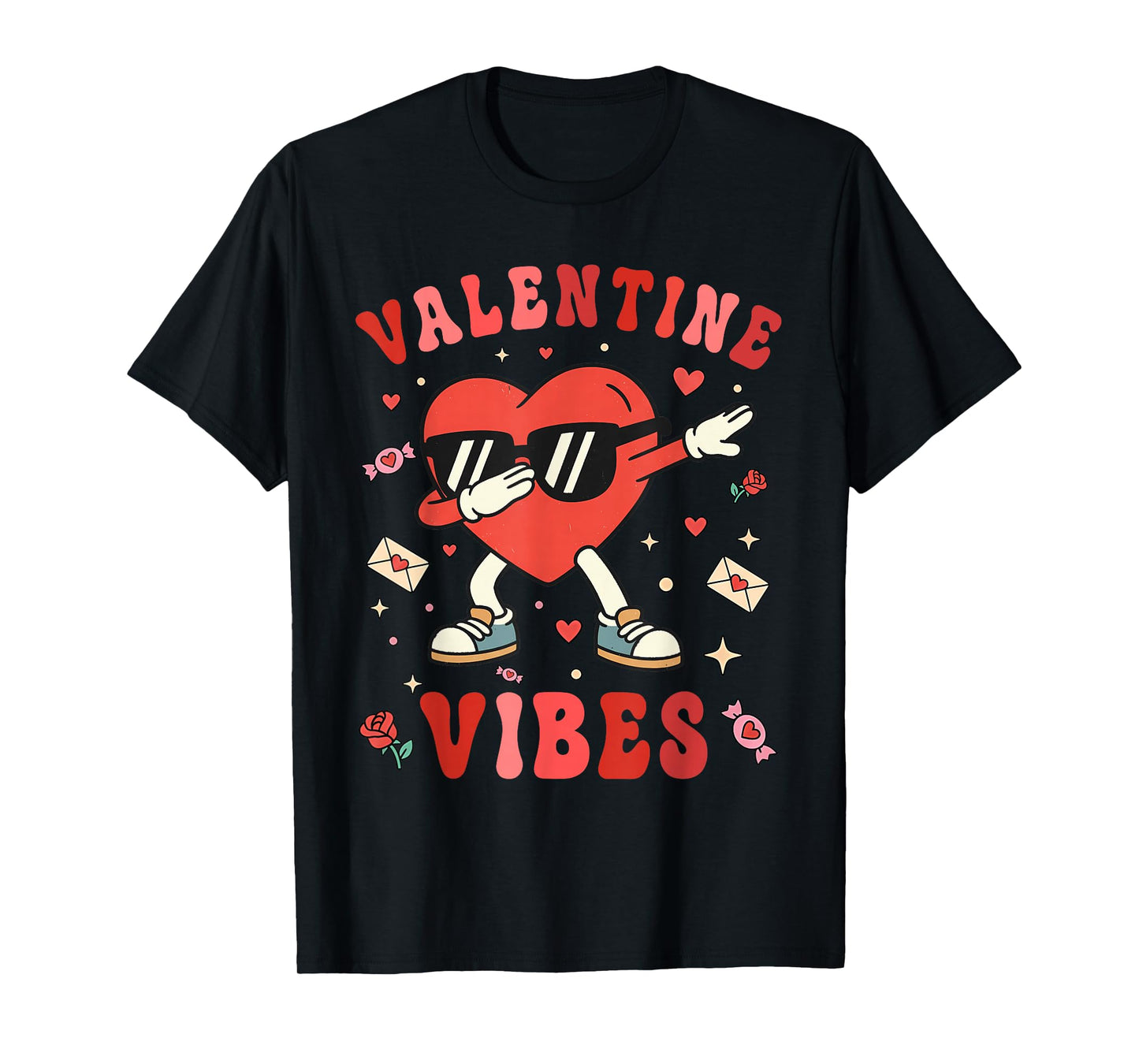 Funny Valentines Tee Dabbing Heart Teen Boys Kids Girls Men T-Shirt